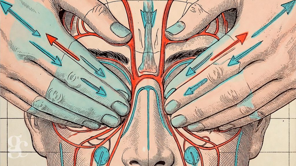 Technique drainage lymphatique manuel post-opératoire : illustration anatomique des mouvements de massage pour réduire œdème et favoriser récupération
