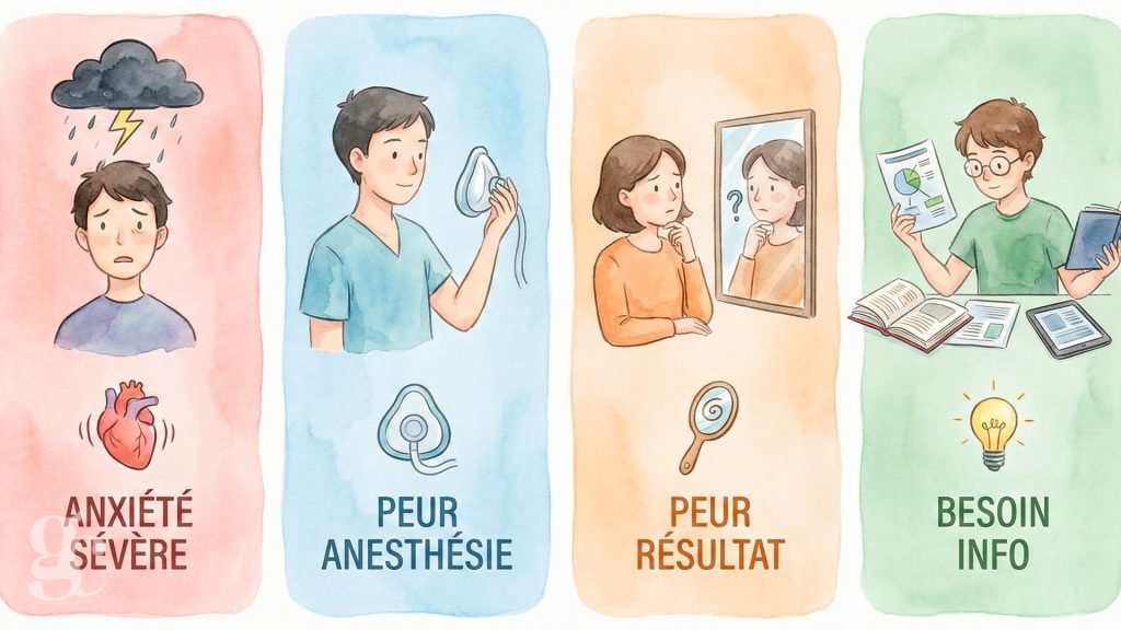 Infographie 4 profils anxiété préopératoire APAIS anxiété sévère peur anesthésie peur résultat besoin information test gratuit