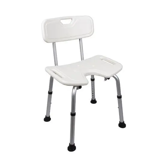 Chaise de douche Adage blanche avec dossier et poignées latérales