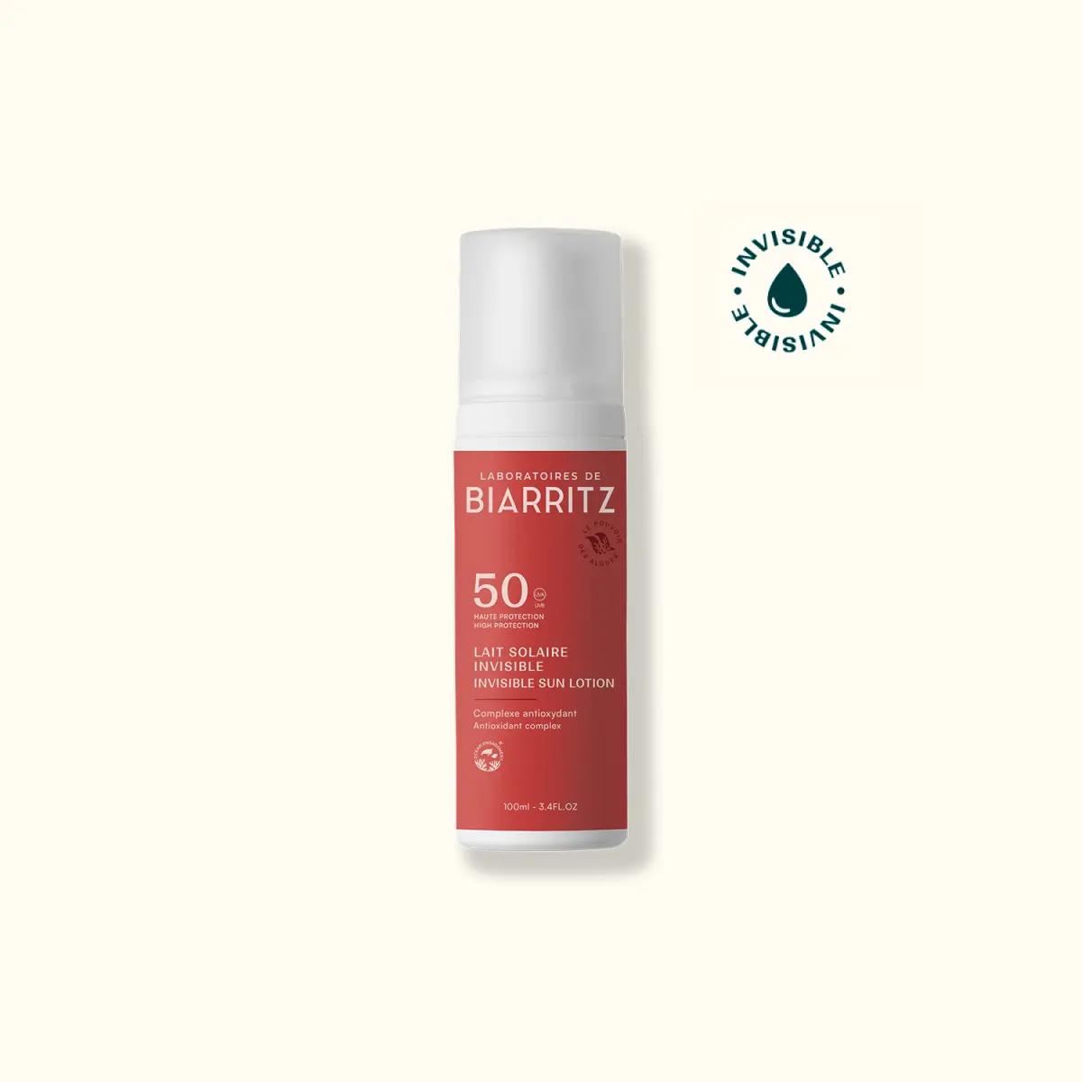 Lait solaire invisible SPF50 des Laboratoires de Biarritz