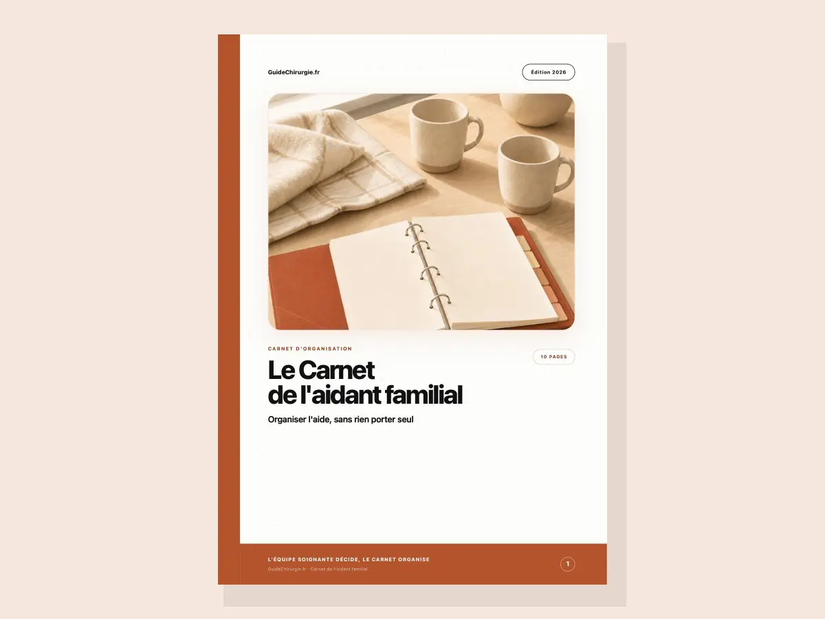 Carnet de l aidant familial terracotta sur un bureau en bois clair