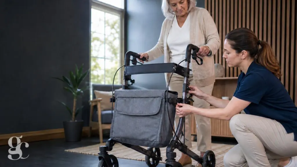 Sac pour déambulateur : fixation, accès et charge à ne pas dépasser