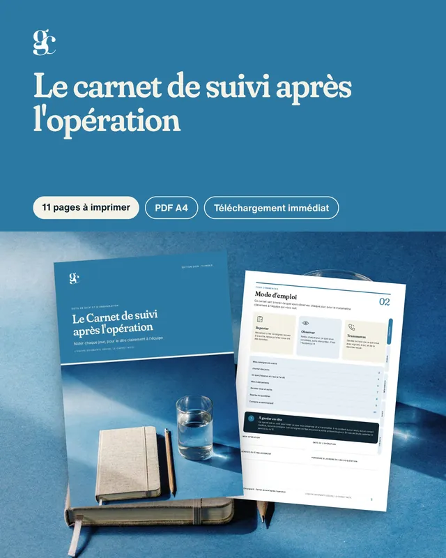 Couverture : Carnet de suivi après l'opération
