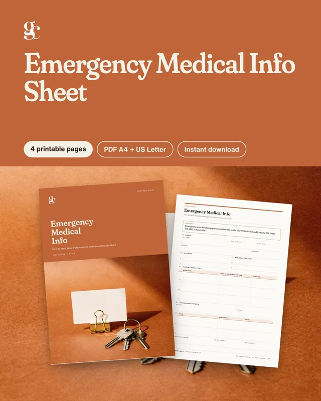 Couverture : Emergency Medical Info Sheet